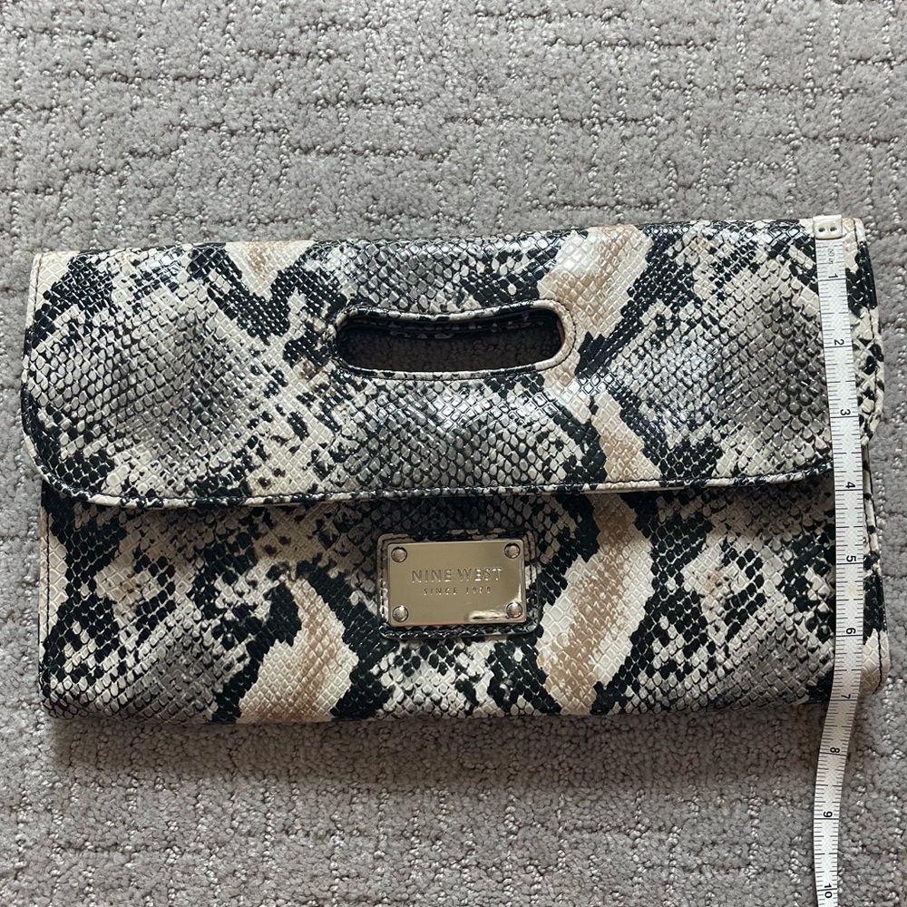 Nine West Python Snake Skin Envelope Clutch Handb… - image 8